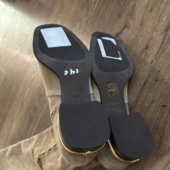 T-139. Tory Burch Multi Logo Stretch Over the Knee Boot Larice US 5.5 - Picture 4 of 5